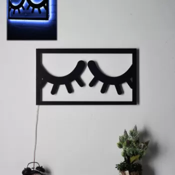 Decoratiune luminoasa LED, Sleepy Eyes, MDF, 60 LED-uri, Albastru imagine