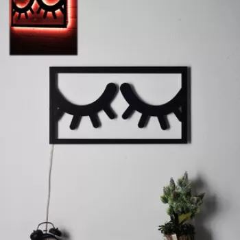 Decoratiune luminoasa LED, Sleepy Eyes, MDF, 60 LED-uri, Rosu imagine