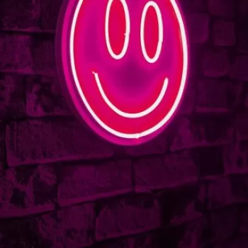 Decoratiune luminoasa LED, Smiley, Benzi flexibile de neon, DC 12 V, Roz imagine