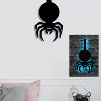 Decoratiune luminoasa LED, Spider, MDF, 60 LED-uri, Albastru imagine