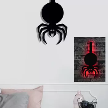 Decoratiune luminoasa LED, Spider, MDF, 60 LED-uri, Rosu imagine