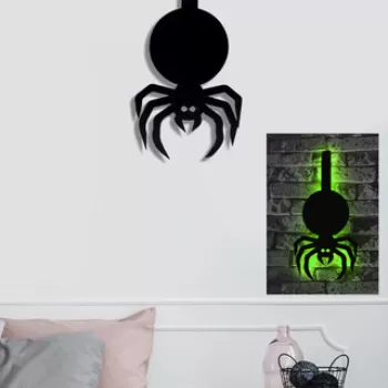 Decoratiune luminoasa LED, Spider, MDF, 60 LED-uri, Verde imagine