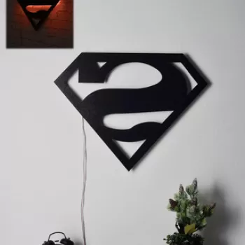 Decoratiune luminoasa LED, Superman, MDF, 60 LED-uri, Rosu imagine