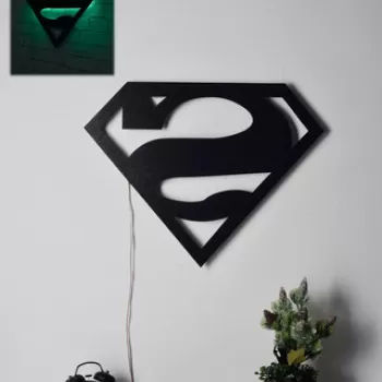 Decoratiune luminoasa LED, Superman, MDF, 60 LED-uri, Verde imagine