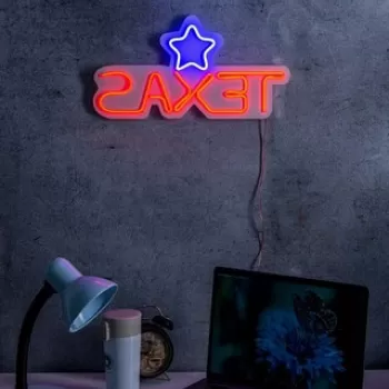 Decoratiune luminoasa LED, Texas Lone Star Blue, Benzi flexibile de neon, DC 12 V, Rosu albastru imagine