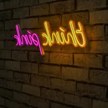 Decoratiune luminoasa LED, Think Pink, Benzi flexibile de neon, DC 12 V, Galben imagine