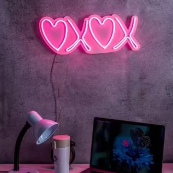 Decoratiune luminoasa LED, Tic Tac Toe XoXo, Benzi flexibile de neon, DC 12 V, Roz imagine
