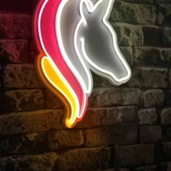 Decoratiune luminoasa LED, Unicorn, Benzi flexibile de neon, DC 12 V, Alb / Roz / Galben imagine