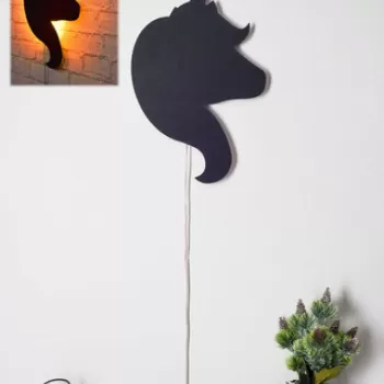 Decoratiune luminoasa LED, Unicorn, MDF, 60 LED-uri, Galben imagine