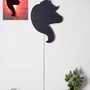 Decoratiune luminoasa LED, Unicorn, MDF, 60 LED-uri, Rosu imagine