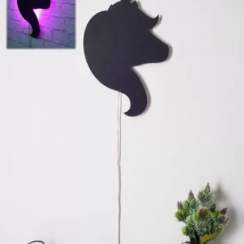 Decoratiune luminoasa LED, Unicorn, MDF, 60 LED-uri, Roz imagine