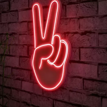 Decoratiune luminoasa LED, Victory Sign, Benzi flexibile de neon, DC 12 V, Rosu imagine