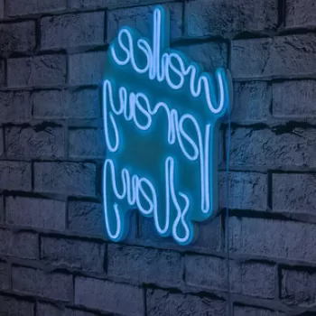 Decoratiune luminoasa LED, Wake Pray Slay, Benzi flexibile de neon, DC 12 V, Albastru imagine