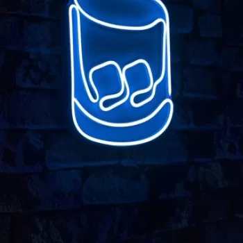 Decoratiune luminoasa LED, Whiskey Old Fashioned, Benzi flexibile de neon, DC 12 V, Albastru imagine
