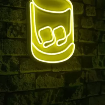 Decoratiune luminoasa LED, Whiskey Old Fashioned, Benzi flexibile de neon, DC 12 V, Galben imagine