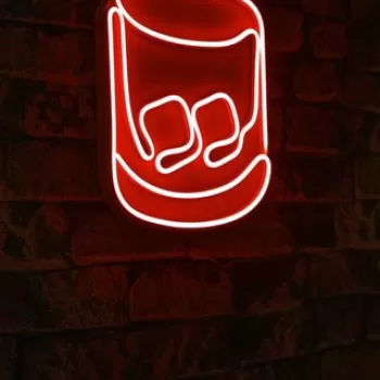 Decoratiune luminoasa LED, Whiskey Old Fashioned, Benzi flexibile de neon, DC 12 V, Rosu imagine