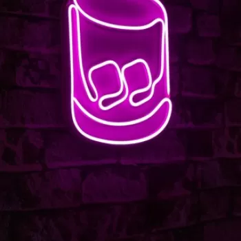 Decoratiune luminoasa LED, Whiskey Old Fashioned, Benzi flexibile de neon, DC 12 V, Roz imagine