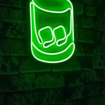 Decoratiune luminoasa LED, Whiskey Old Fashioned, Benzi flexibile de neon, DC 12 V, Verde imagine