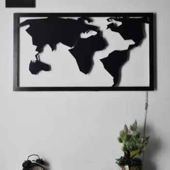 Decoratiune luminoasa LED, World Map 2, MDF, 60 LED-uri, Verde imagine
