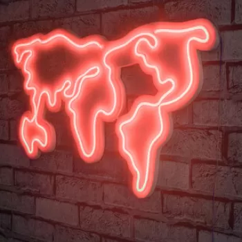 Decoratiune luminoasa LED, World Map, Benzi flexibile de neon, DC 12 V, Rosu imagine