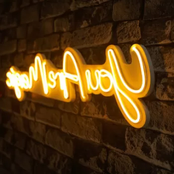 Decoratiune luminoasa LED, You are Magic, Benzi flexibile de neon, DC 12 V, Galben imagine