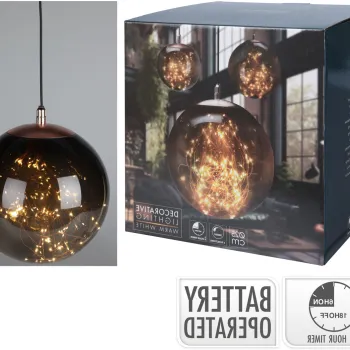 Decoratiune luminoasa suspendabila Ball, Excellent Houseware, IP44, interior / exterior, 125 LED-uri, 25x25 cm, gri fumuriu imagine