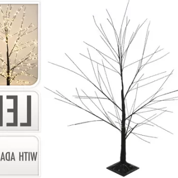 Decoratiune luminoasa Tree, H120 cm, metal/plastic, negru imagine