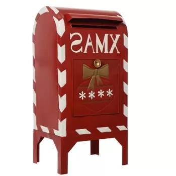 Decoratiune Mailbox, Decoris, 27x33x67 cm, metal, rosu/alb imagine