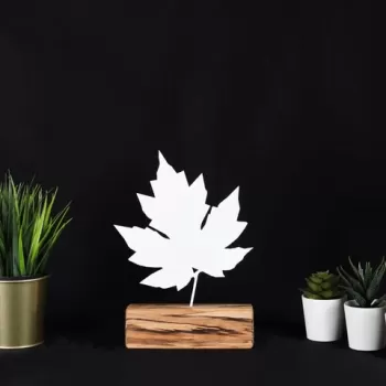 Decoratiune, Maple, 17x27x3.5 cm, Metal, Alb imagine
