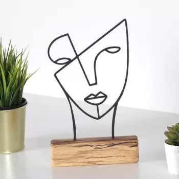 Decoratiune, Mask, 17x30x3.5 cm, Metal, Negru imagine