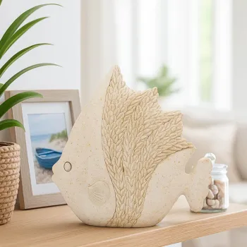 Decoratiune, Mauro Ferretti, Fish, 16.7x6.5x16.8 cm, polirasina, bej imagine