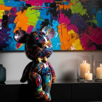 Decoratiune, Mauro Ferretti, Orsetto Psyco -B, 12.5x9.5x25 cm, polirasina, multicolor imagine