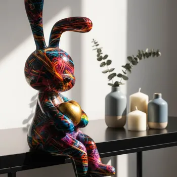 Decoratiune, Mauro Ferretti, Rabbit Psyco -A, 8x10x23 cm, polirasina, multicolor imagine