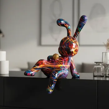 Decoratiune, Mauro Ferretti, Rabbit Psyco -B, 21.5x10x22 cm, polirasina, multicolor imagine