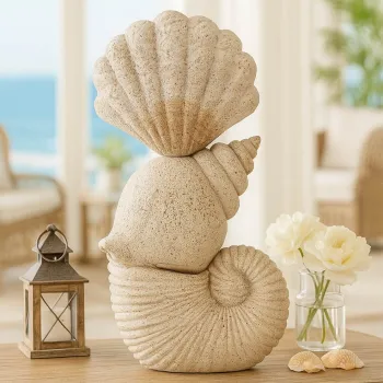 Decoratiune, Mauro Ferretti, Shell, 17.2x10x30.2 cm, polirasina, bej imagine