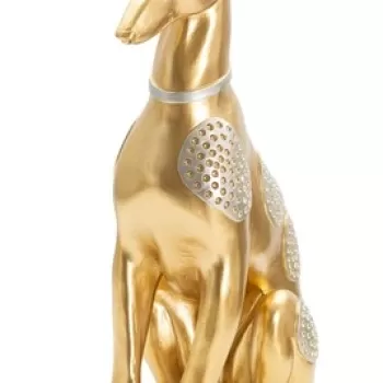 Decoratiune, Mauro Ferretti, Sit Dog, 19.8 x 10 x 29 cm, polirasina, auriu imagine