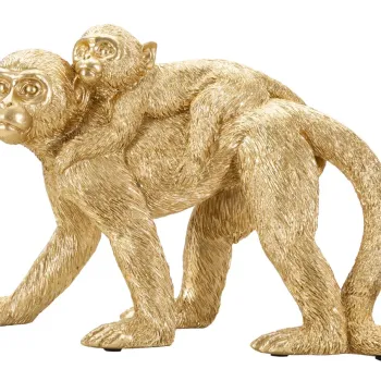 Decoratiune Monkey Mom, Mauro Ferretti, 29.5x11.5x18.5 cm, polirasina, auriu imagine