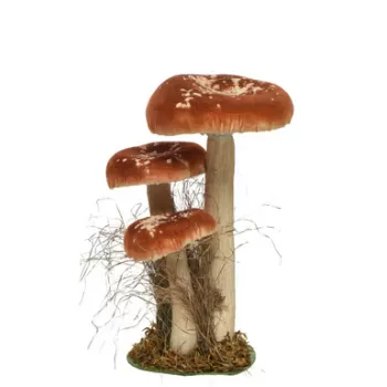 Decoratiune Mushroom, Decoris, 14x18x26 cm, poliester, maro imagine