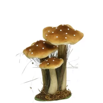 Decoratiune Mushroom, Decoris, 14x18x26 cm, poliester, mustar imagine