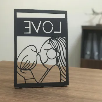 Decoratiune, Only Love Pod, 20x30 cm, Metal, Negru imagine