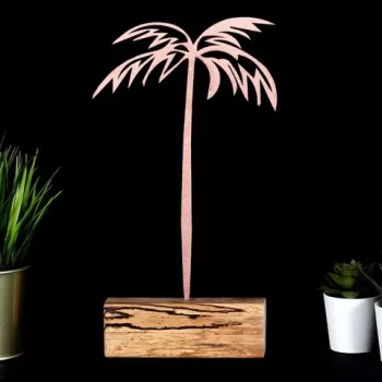Decoratiune, Palm, 17x35x3.5 cm, Metal, Bronz imagine