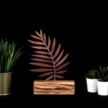 Decoratiune, Palm Leaf, 17x27x3.5 cm, Metal, Bronz imagine
