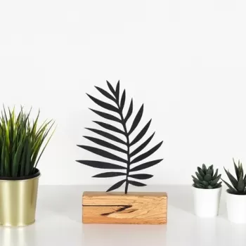 Decoratiune, Palm Leaf, 17x27x3.5 cm, Metal, Negru imagine