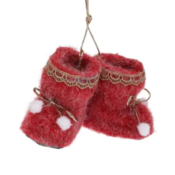 Decoratiune pentru brad Shoe Hanging v1, Excellent Houseware, 7.5x5x7 cm, poliester, rosu imagine