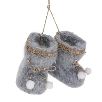 Decoratiune pentru brad Shoe Hanging v2, Excellent Houseware, 7.5x5x7 cm, poliester, gri imagine