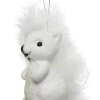 Decoratiune pentru brad Squirell, Decoris, 3x4x6 cm, alb imagine