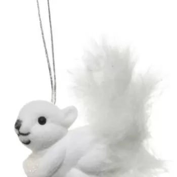 Decoratiune pentru brad Squirell, Decoris, 6x3x4 cm, alb imagine
