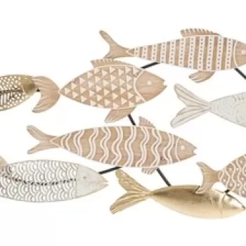 Decoratiune pentru perete, Mauro Ferretti, Fishy, 118 x 5.7 x 46.4 cm, fier/mdf, multicolor imagine