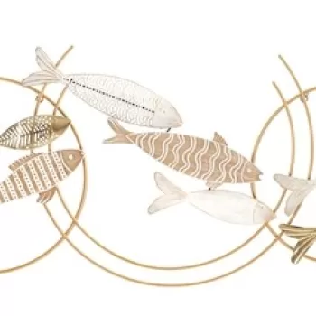 Decoratiune pentru perete, Mauro Ferretti, Fishy, 142.9 x 5 x 61.6 cm, fier/mdf, multicolor imagine