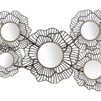 Decoratiune pentru perete, Mauro Ferretti, Osaka Mirrors, 121 x 5 x 56 cm, fier, negru/auriu imagine